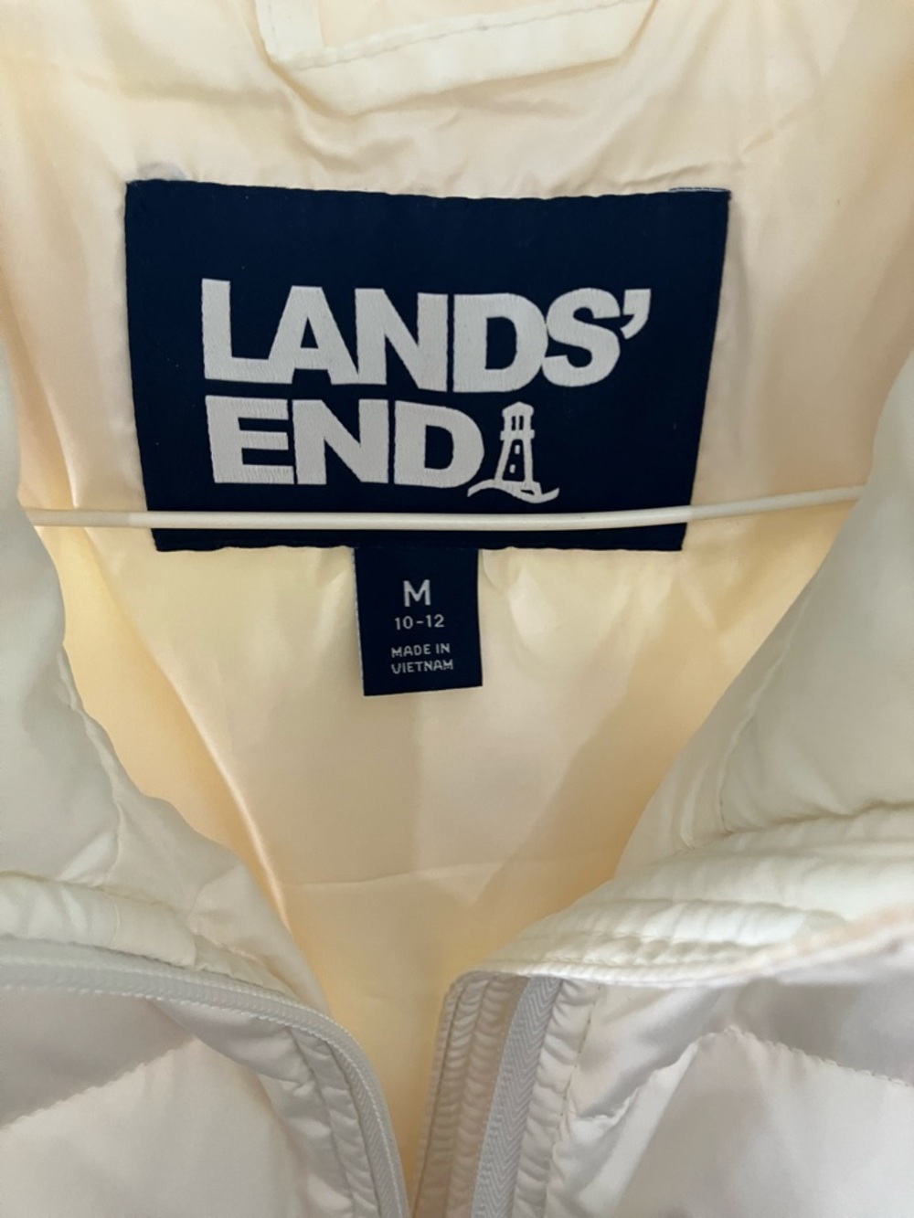 Lands' End Quilted Puffer Vest - Cream - Picture 7 of 8